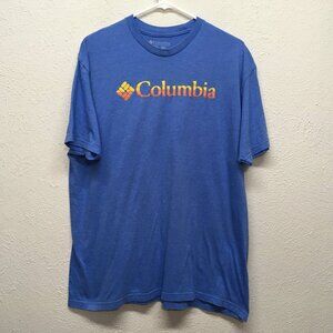 Columbia T-Shirt Mens XL Blue Spellout Graphic Cotton Casual Short Sleeve